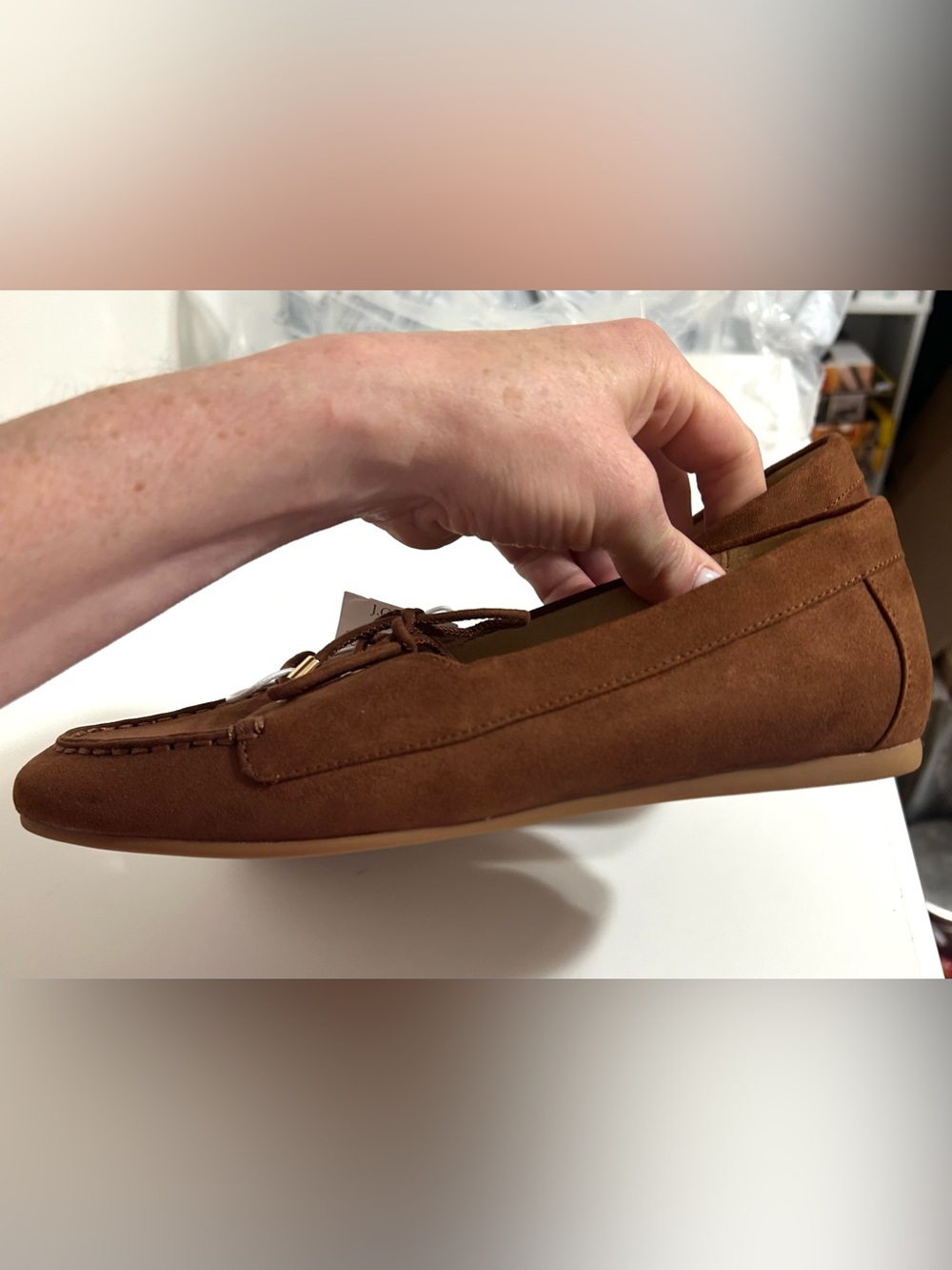 NWT Women’s Brown Suede J. Crew Boat Shoes - Picture 3 of 11